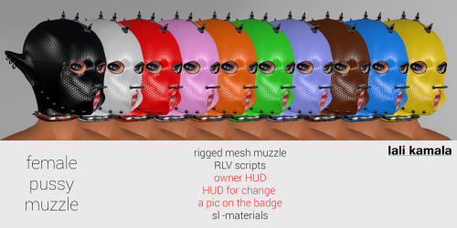 I presents new set of muzzles (masks)!Mesh muzzles, RLV-scripts, sl-materials with effect of latex a