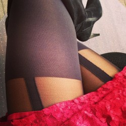 gl0riene:  black suede knee highs, tights,