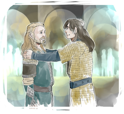 kaciart:  Fili is devastated when Kili arrives into the Hall of Waiting not long after he gets there. ‘Remember what mother said? 'Listen to Fili, Kili - Dont do anything he wouldnt” 'I SAID RUN’ 'I did! I ran up the stairs!’ Fili