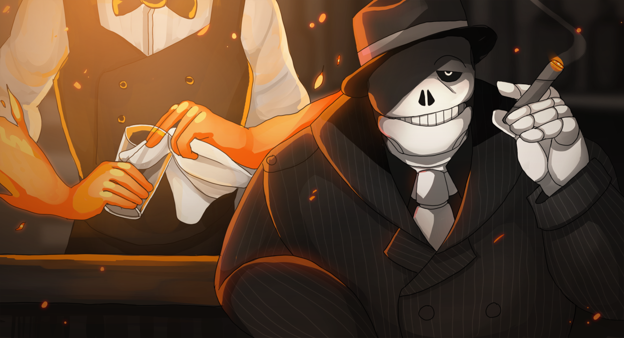 erenous: ring a ding ding *O* !!! i wanted to draw sans in a suit and hat, so…