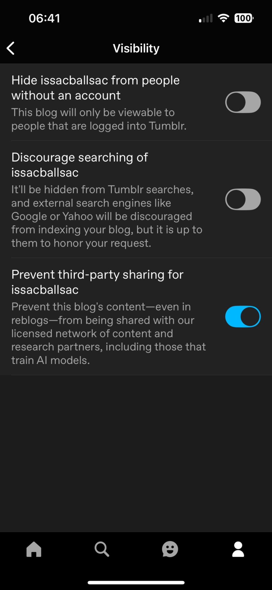 For Mobile Youll Go From Settings And Scroll Down To Visibility It Should Be There If Your Tumblr Is
