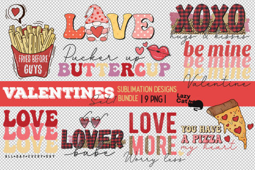 Valentines Sublimation Designs Bundle by Lazy Cat9 PNG files resolution 300 dpi (12×12 inches) with 