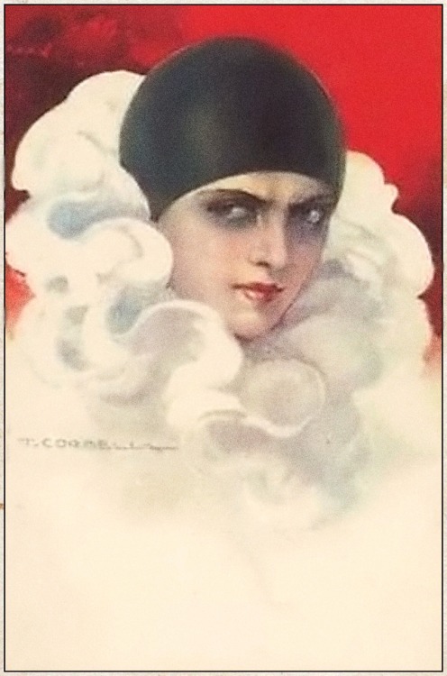 Old post card.Pierrot.Art by Corbella.