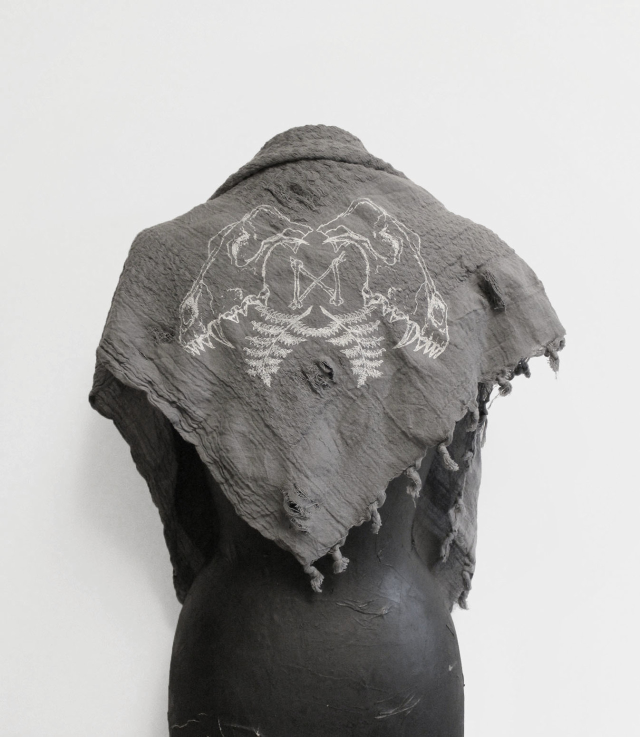 sovrinapparel:  Wolf Skull destroyed scarf in stone just added to the etsy shop!