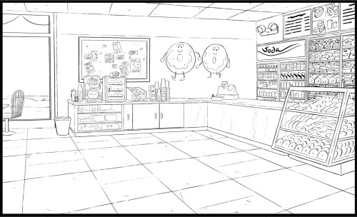 csnyde:  Finally posting some of the BG Design work I did for Steven Universe. These are from the first episode I worked on, “Joking Victim.” Now I want a maple bar. Or two. Who’s with me? *They never posted these on the official crew blog, so apologies,