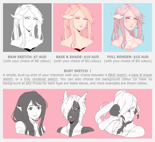 CUTIESIGH’S COMMISSIONS!( click the images for better quality! )Hello ! ♡ Seeing as the Shadowbringe
