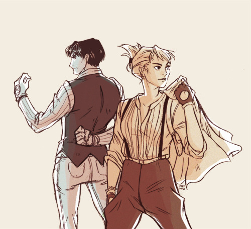 commanderspock:torisoraquick drawing of good-lookin partners in ridiculous matching clothestwas abou