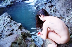 tanyasfilm: Ange rinsing off in a fresh water stream Shot on 35mm film 