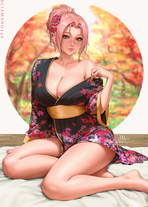 sciamano240:My OC Chloe, wearing a yukata.