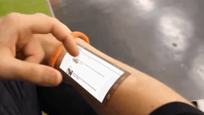 olddcassettes:  beardedsavage:  adr0itness:  letsdecouvrir:  dimensao7:  With the Cicret Bracelet, you can make your skin your new touchscreen.  This is insane.  Woah  IMPOSSIBRU  Wut