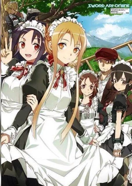 Yuuki, Asuna, Lizbeth & Sinon Maids Sword Art Online