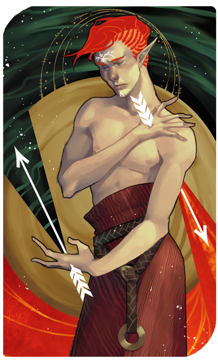 TWO OF WANDS |progression - discovery - growth A romance tarot card for my Lavellan inquisitor/mai