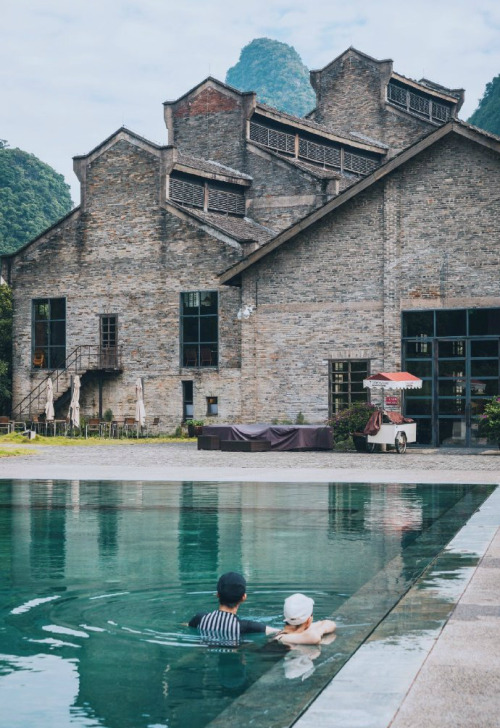 fuckyeahchinesegarden:A hotel converted from an abandoned sugar factory, Yangshuo, Guilin, Guangxi p