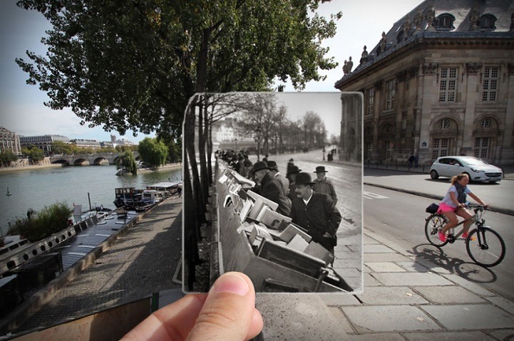 did-you-kno:  mymodernmet:Artist Fuses Vintage Photographs with Present-Day Paris