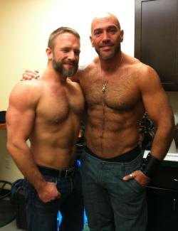 Two VERY hot men who do make an adorable couple (as well as hot film [er&hellip;electrons?!] together).  Can attest they&rsquo;re thoroughly nice guys in person, too - bravo!  nakedpicturesofyourdad:  Round of 32Porn Star Bracket: Dirk Caber (2) vs.