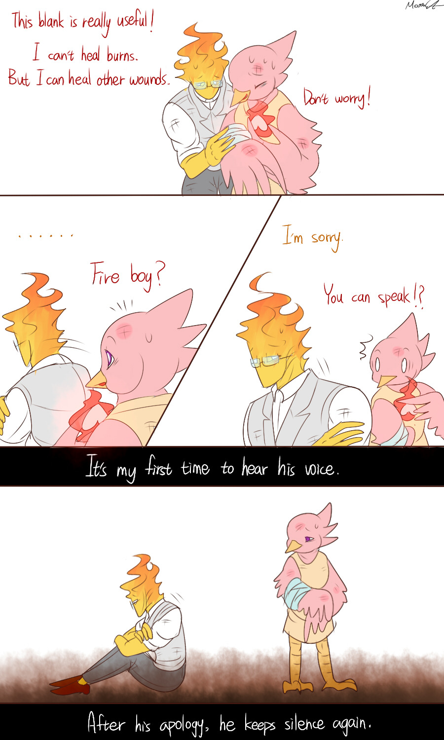 mooncatyao:  [Fire &amp; Red bird-7] Grillby &amp; little SansProofreader: