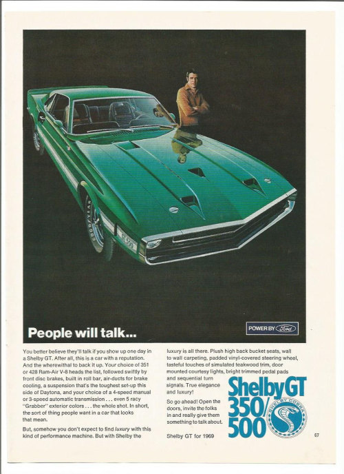 1969 Ford Shelby GT Advertisement 