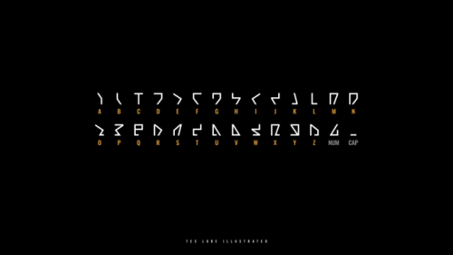 6788-00:The Dwemeri Alphabet on TES Lore Illustrated updated and adapted to be 4 new desktop backgro