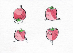 martaprior:  Strawberries doing yoga.