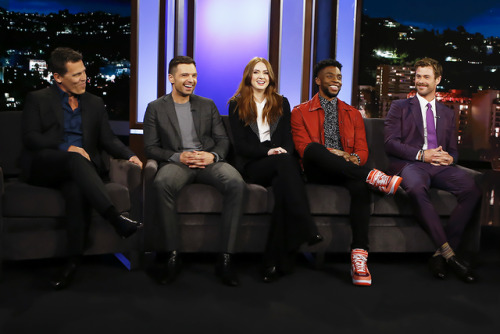 carpetdiem:Josh Brolin, Sebastian Stan, Karen Gillan, Chadwick Boseman and Chris Hemsworthattend the