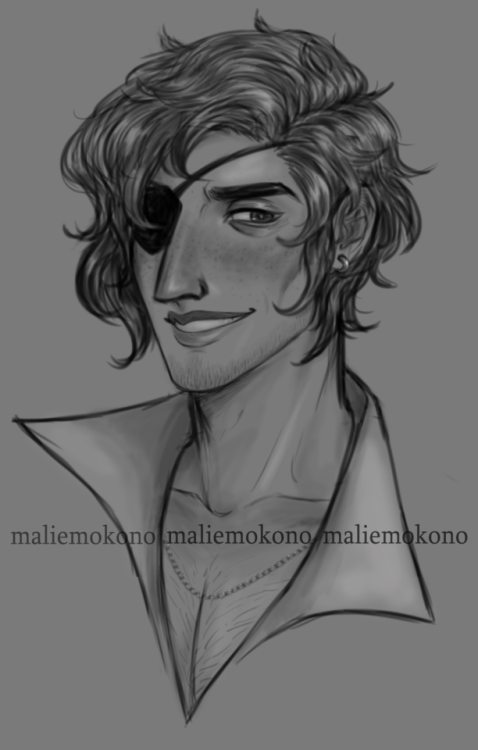 maliemokono:Slightly sun burnt, freckly man with a scruffy lil’ beard, messy-messy hair, an ea