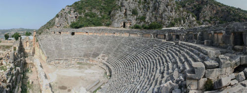 historyfilia:Roman ruins of Myra, Turkey Rock-cut Tombs and Theater