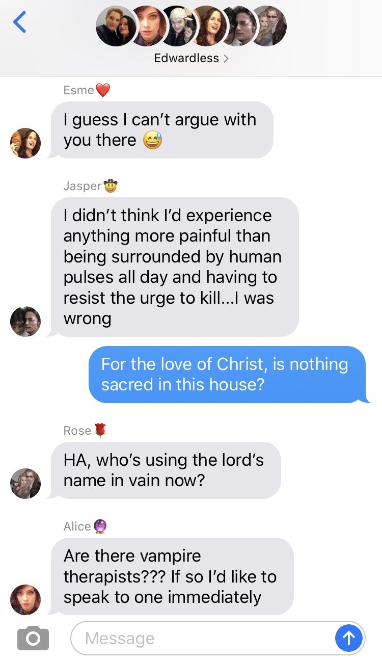 Twilight But Not Quite The Edwardless Family Group Chat Some Time After Twilight But Not Quite The Edwardless Family Group Chat Some Time After