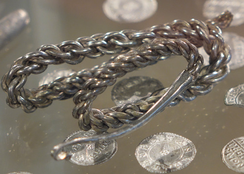 Viking Treasure Hoard from The Yorkshire Museum, York. The coins and other treasures were found cont