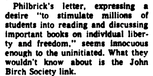 The Americanism Educational League’s Freedom Center was a John Birch Society bookstore inside Knott’