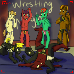 Another one of Sick&rsquo;s recording events, Wrestling Night.  He called in a few of his more athletic models (which were fewer he realized), and put on a bit of a wrestling night, jockstrap only.  Of course, he provided the jockstraps, two-birds-with-on