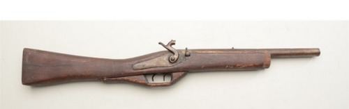 Crudely made cut down musket known as a “blanket gun”.  Most likely crafted by Native Am