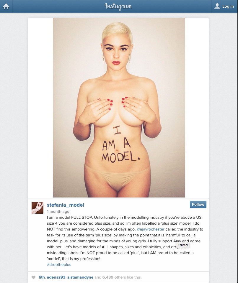 micdotcom:  Australian model Stefania Ferrario has created #DropThePlus to prove