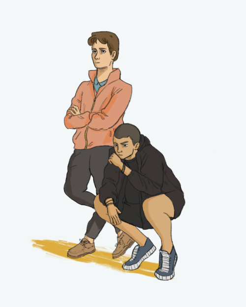 alexsiple: leaning up against a fence with ur bro and ur salmon jacket