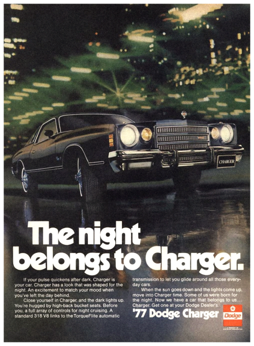 If Your Pulse Quickens After Dark…   Dodge Charger, 1977