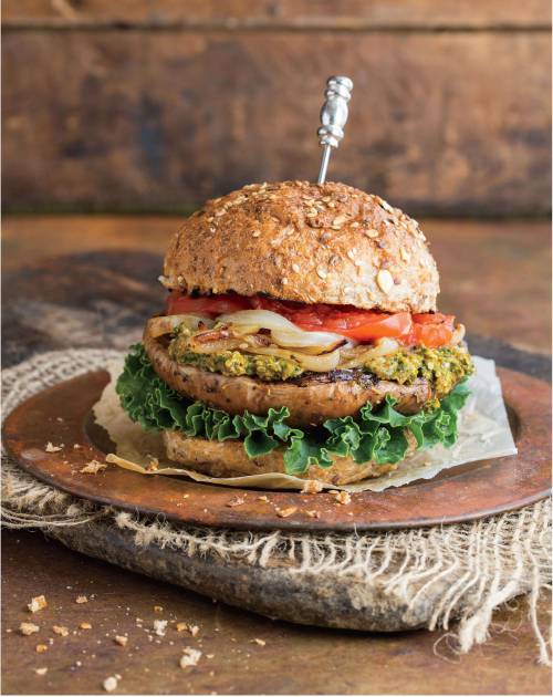 Grilled Portobello Burger with Sun-Dried Tomato...