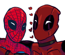 void-bee:  spiderman, deadpool, and spideypool doodles (deciding