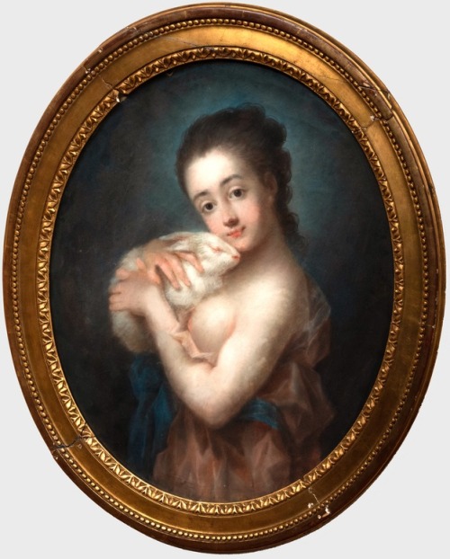 Unknown Artist, ‘Portrait of a Lady, with a Rabbit’, pastel on paper, no date (est. 1700