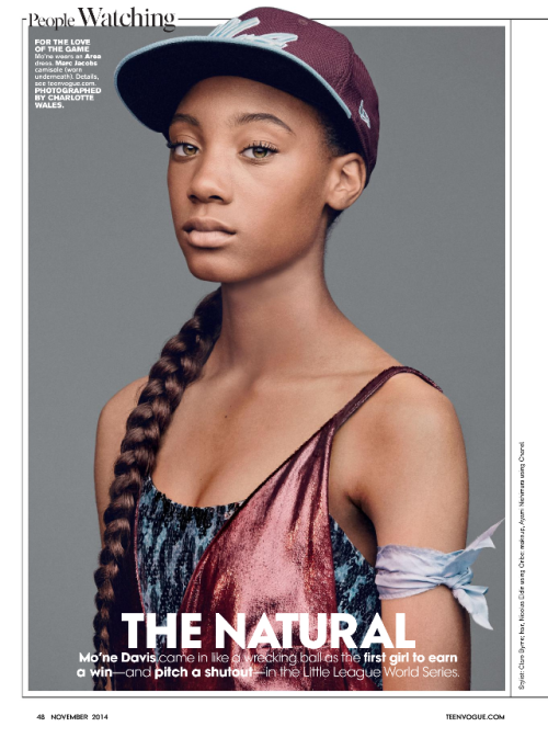 blackgirlwhiteboylove:soph-okonedo:Mo’ne Davis featured in ‘Teen Vogue’ November 2