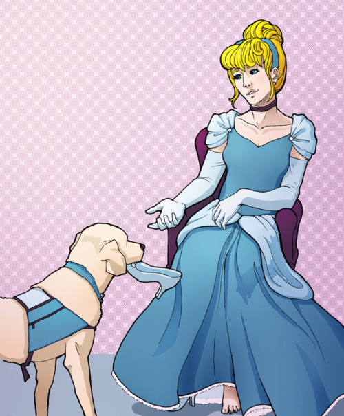 dissolutionandcreation:The first in a series of Disney Princesses with Service Dogs! Here&rsquo