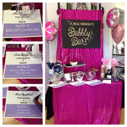 @missknockoutbeauty is having their 2 year anniversary! Raffles and mimosas galore! Stop by and put 