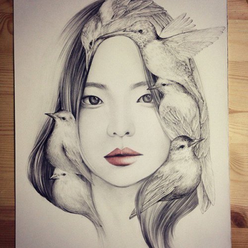 actegratuit:  girls & birds by   OkArt  