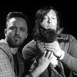 reedusgif:  Norman with the puppy during TRIPLE9 interview