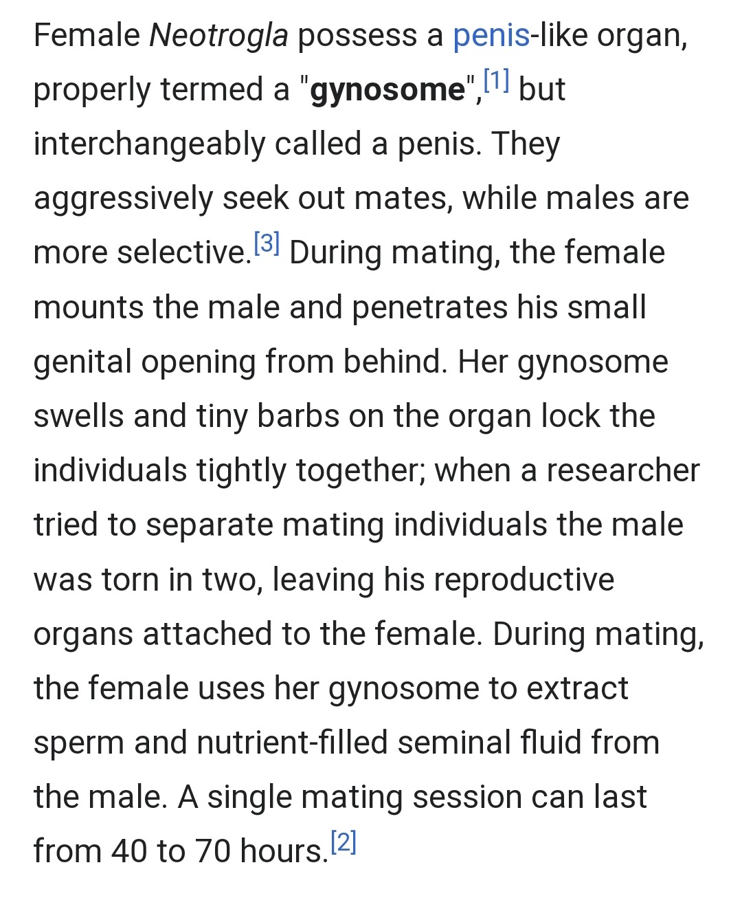 pussyhaver:pussyhaver:cave insect Neotrogla serving trans realness40 to 70 hours