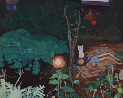 Insomnia    -    Makiko Kudo Japanese, b. 1978-Oil on canvas, 72 x 90 in. 