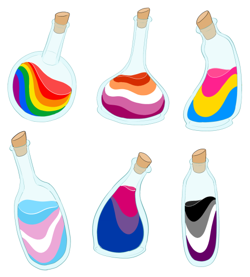 Also gonna show off the last couple sets of pride stickers I made in case they’re more your speed TH