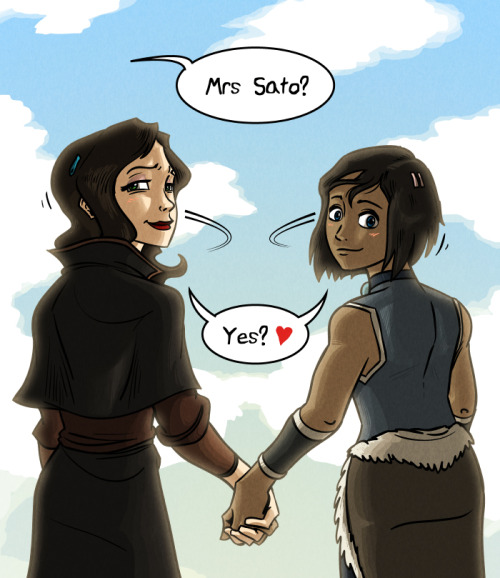 the-real-blamethe1st:  Fan Art Friday: Love Wins: Korra x Asami  Is it any real surprise that I would include Korrasami in this series of LGBT-friendly Valentines Day-themed Fan Art Fridays? I guess it is, because too many fans still can’t believe that