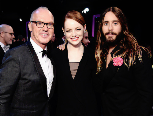 Michael Keaton, Emma Stone and Jared Leto at the 21st Annual SAG Awards
