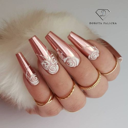 Rose gold chrome with sugar  so beautiful #dorotapalicka #nailart #chromenails #nails4today #nailper