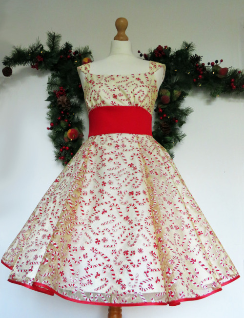 Candy Cane Christmas Party Frock.Choice of styles and colours. Handmade to order, any size. Lovely a