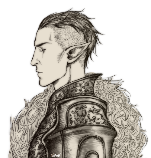 nipuni:A doodle of Solas with the hair mod i made because i haven’t posted art in days ＿( :’&gt; 」∠)